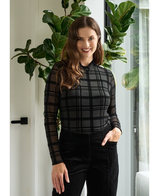 Foil LS Polo Neck Top