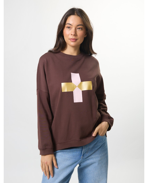 Stella + Gemma Newport Sweat - Choc Blush Cross