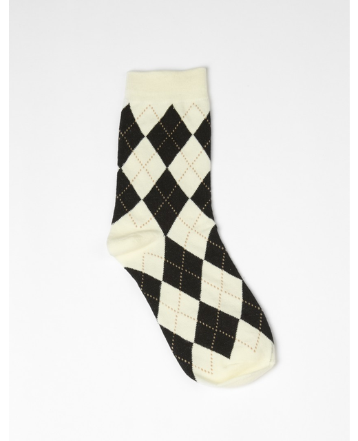 Stella + Gemma Socks - Crm/Blk Argyle Prnt