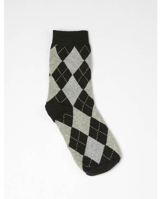 Stella + Gemma Socks - Gry/Blk Argyle Prnt