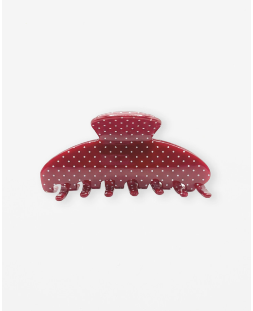 Stella + Gemma Hair Claw Red w Mini White Dots