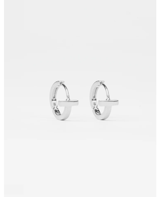 Stella + Gemma Silver Huggie T-Bar Earrings