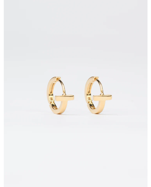Stella + Gemma Gold Huggie T-Bar Earrings