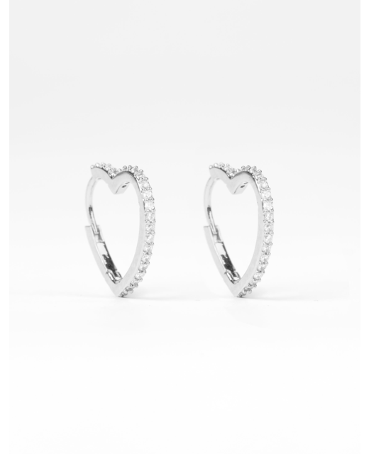 Stella + Gemma Silver Heart Crystals Earrings
