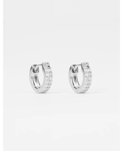 Stella + Gemma Silver Huggies with Clear Crystals