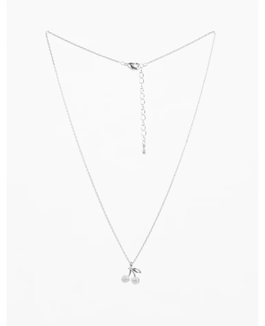 Stella + Gemma Silver Crystal Cherries Necklace