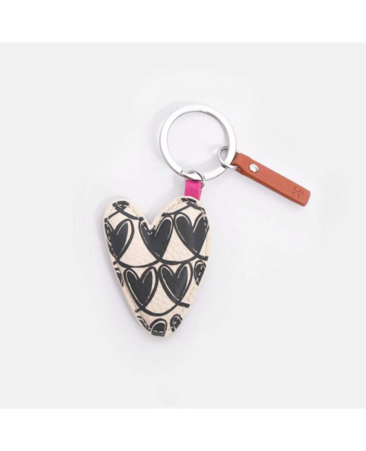 Live Wires Mono Linked Hearts Keyring