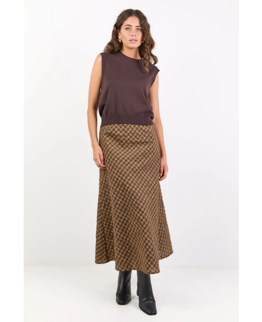 Stories Be Told Companion Check  Bias Maxi Skirt