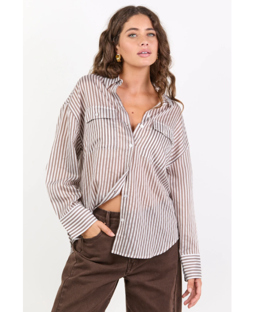 Stories Be Told Preppy Stripe Procket Front Shirt