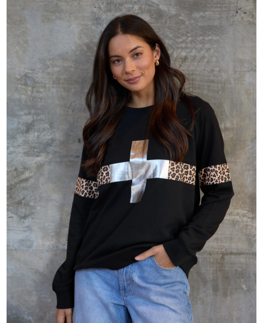 Stella + Gemma Classic Sweat Black Leopardess Cross