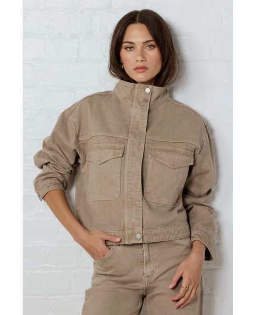 F&F Stories Be Told Crafted Funnel Neck Denim Jacket