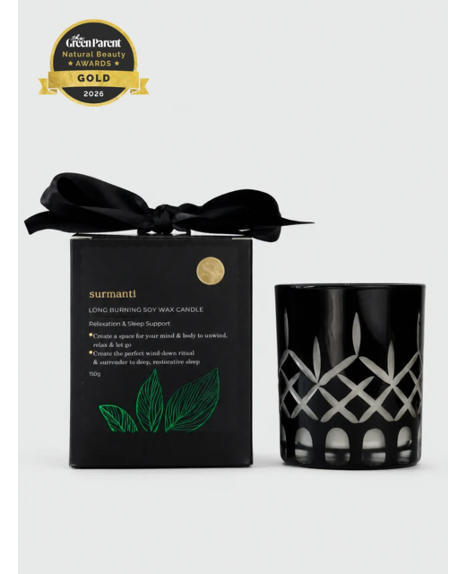 Surmanti Black Crystal Series Candle 150gm - Relax & Sleep
