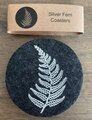 Live Wires Silver Fern on Dk Grey Coasters Set of 4