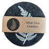 Live Wires Silver Fern on Dk Grey Coasters Set of 4