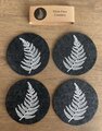 Live Wires Silver Fern on Dk Grey Coasters Set of 4