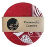 Live Wires Piwakawaka on Red Coasters Set of 4