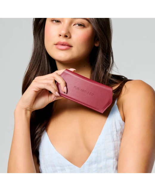 Fox & Leo Slimline Glasses Case - Burgundy