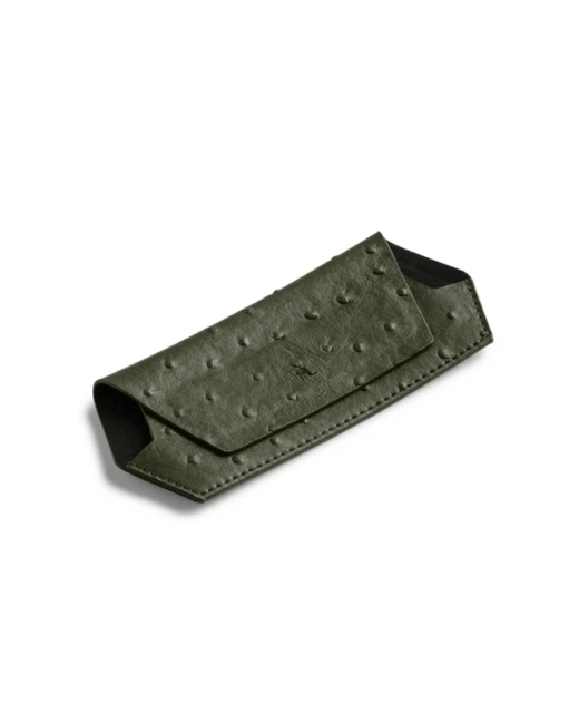 Fox & Leo Slimline Glasses Case - Ostrich Print Olive