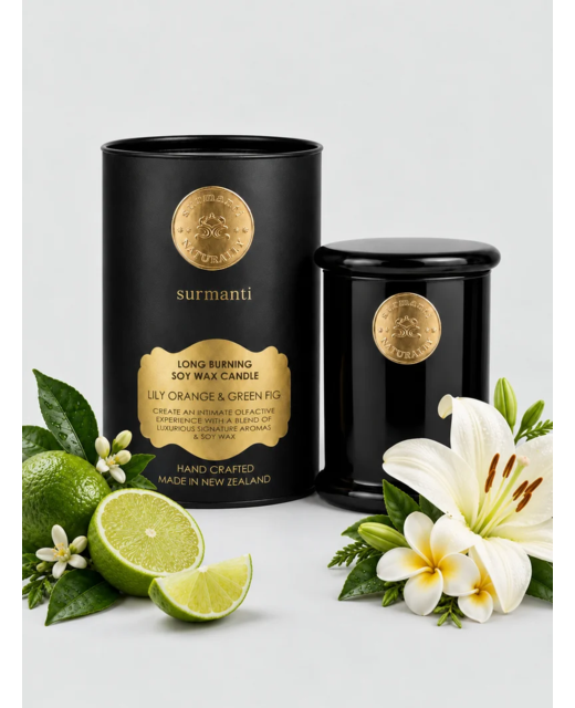 Surmanti Long Burning Eco Soya Candle 250g - Lily, Orange & Green Fig