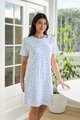 Foil Shirr the Cuff Dress