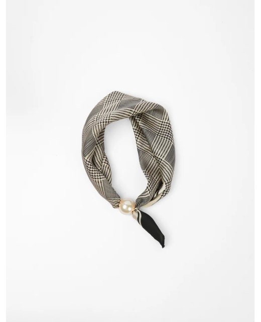 Stella + Gemma Grid Black & Taupe Scarf