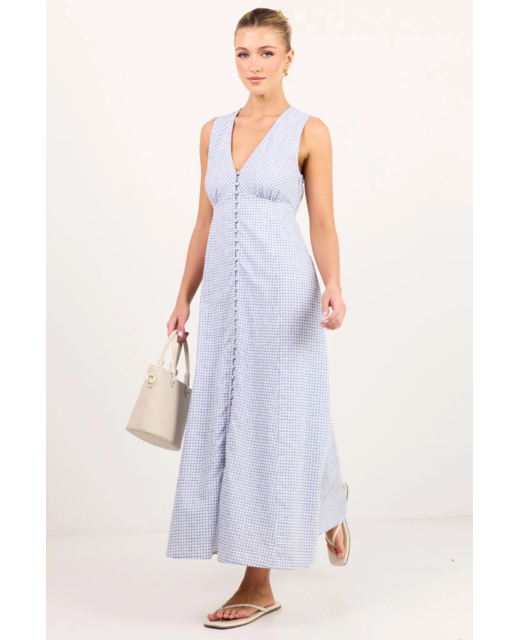 Among the Brave Cardinal Gingham Maxi Dress