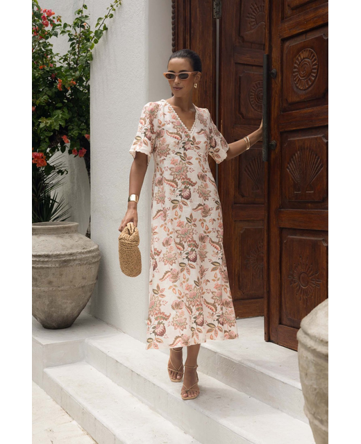 Humidity Boh/Rose Midi Dress