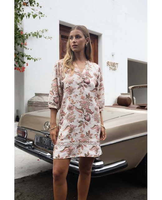Humidity Boh/Rose Shift Dress L/S