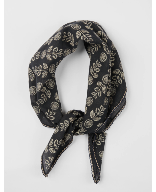 Stella + Gemma Black Cotton Square Scarf