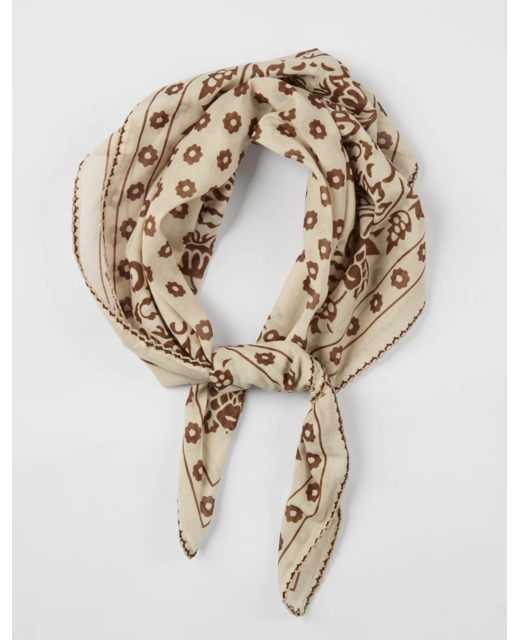 Stella + Gemma Beige Cotton Square Scarf