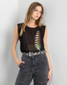 Storm Feather Print Sleeveless Top