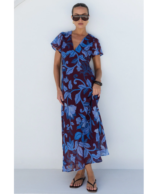 Among The Brave Chariot Flutter Sleeve Maxi Dress