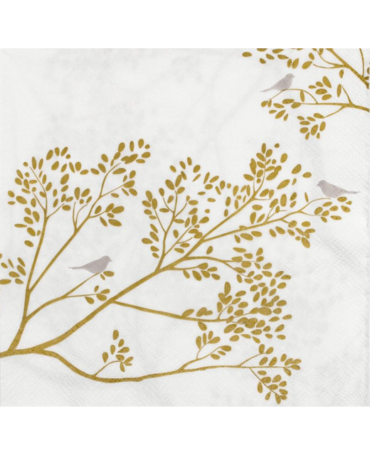 Livewires Birds on Gold Branch Luncheon Napkin